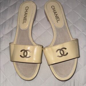 Chanel Beige Slide Sandals